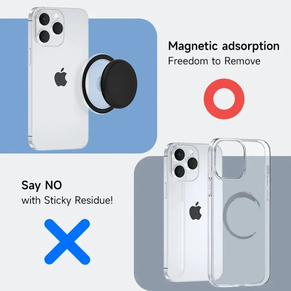 Trending Foldable Phone Grip Ring Magnetic Round Silicone Finger Holder with Kickstand for MagSafe & All Smartphones