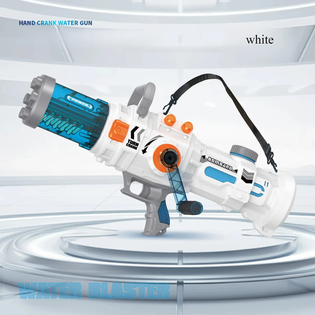 Powerful Hand-cranked Gatling Water Gun Toy Continuous Shooting Big Water Pistol Blaster Pool Summer Toys for Kids Adult Gifts