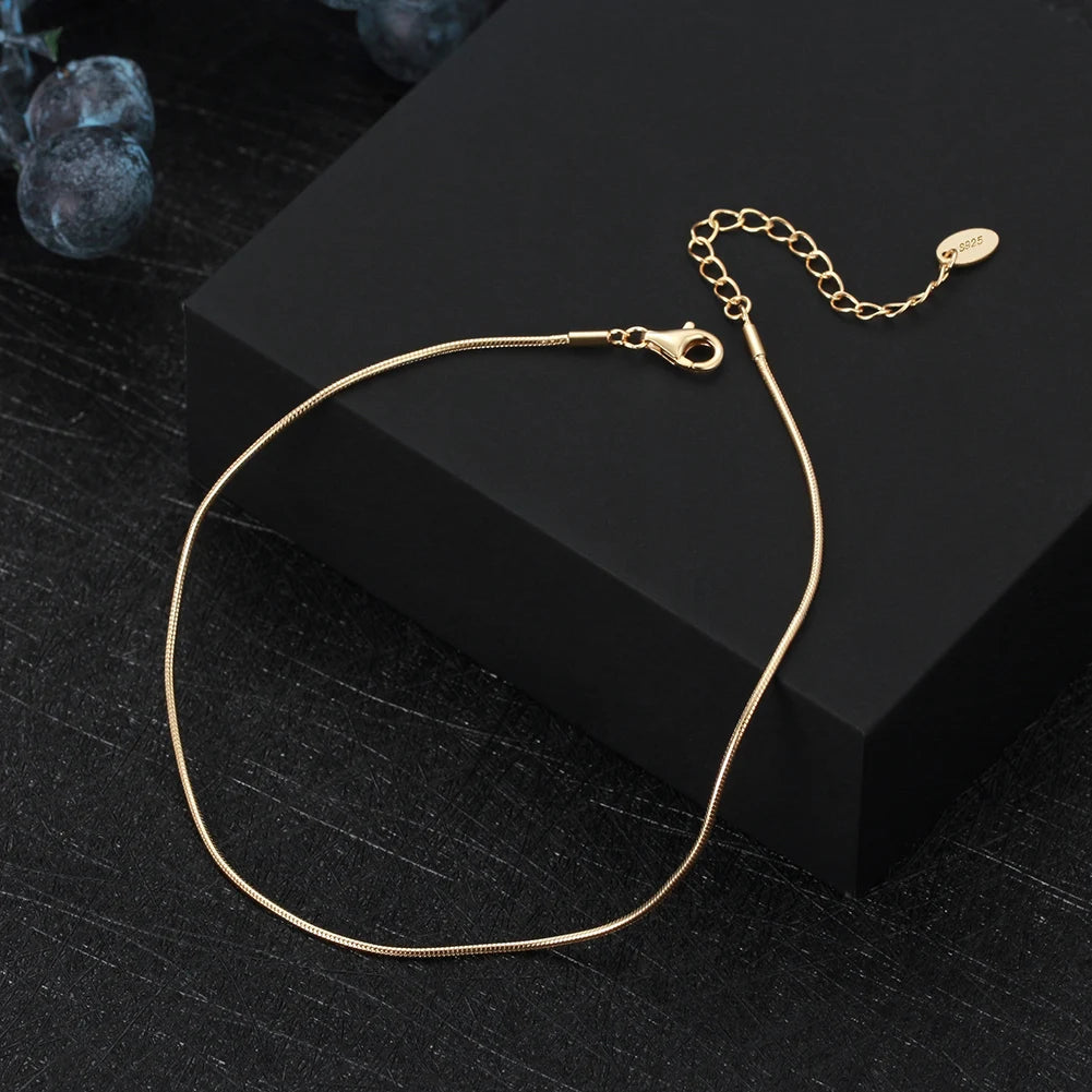 ORSA JEWELS 925 Sterling Silver 1.0mm Snake Chain Anklet for Women Fashion Summer Beach Foot Bracelet Anklets Jewelry SA23