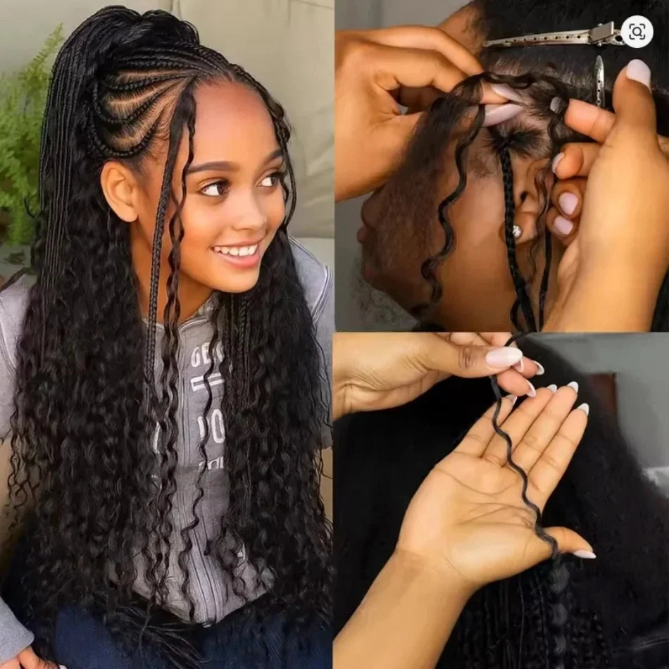Kinky Curly Hair Pre Looped Feather Crochet Human Hair Burmese Curly Pre Separated Knotless Deep Wave Hair For Braiding