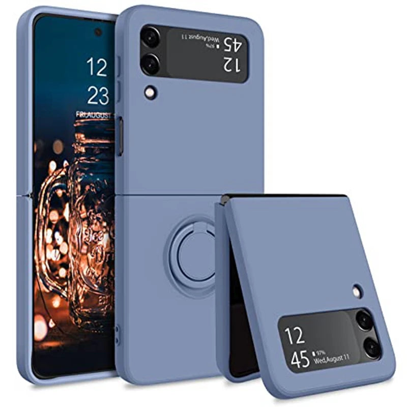 For Samsung Z Flip 5 6 Case Ring Holder Magnetic Liquid Silicone Cases for Samsung Galaxy Z Flip 3 5 6 ZFlip 4 ZFlip5 Soft Cover