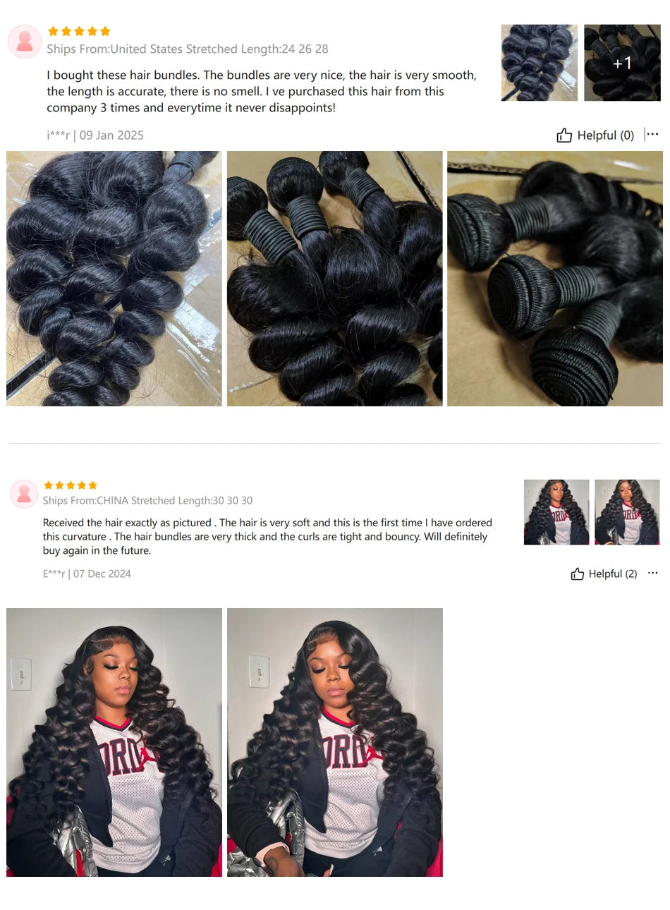 28 38 Inch 18A Loose Wave Bundles Human Hair Bundles Raw Virgin Unprocessed Extensions Loose Deep Wave Bundles Double Weft Braid