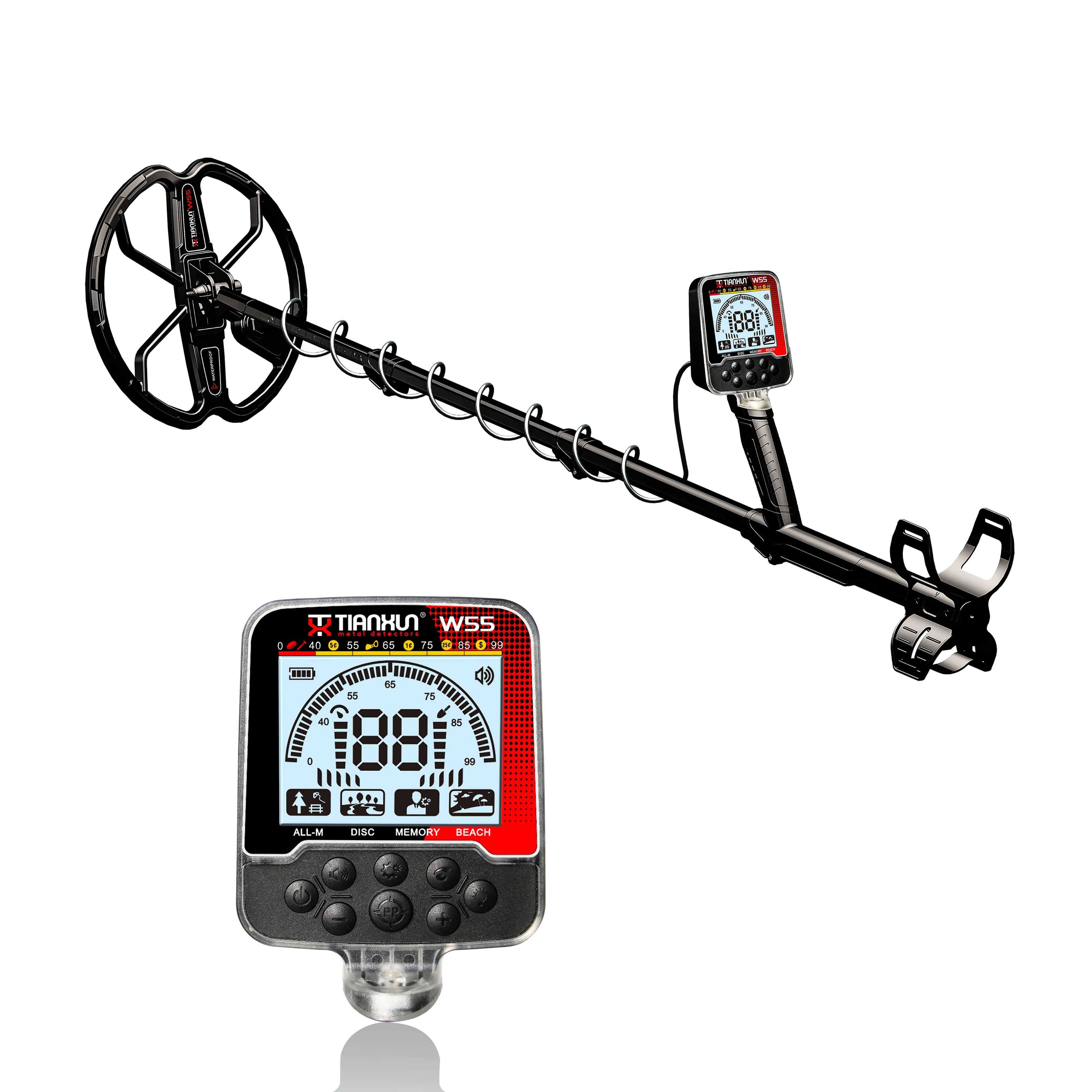 Professional IP68 Fully Waterproof Metal Detector Underground Gold Finder Rechargeable Metal Detector for Treasure Hunting