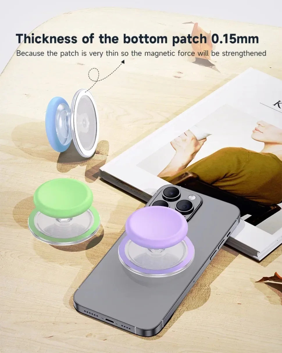 Trending Foldable Phone Grip Ring Magnetic Round Silicone Finger Holder with Kickstand for MagSafe & All Smartphones