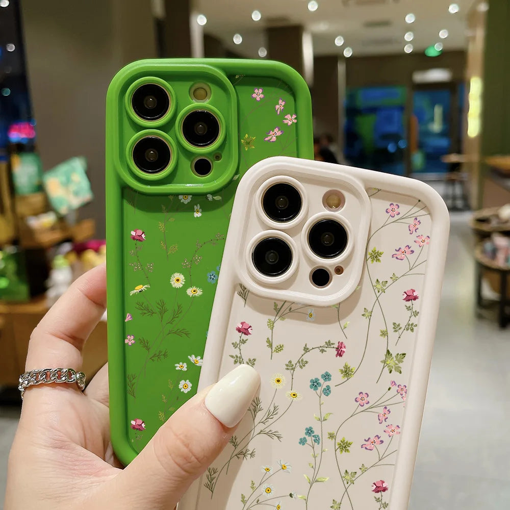 Flower Silicone Phone Case For iPhone 16 Case iPhone 15 Pro Max 14 12 11 13 XS XR X 7 8 Plus SE 2022 Shockproof Candy Soft Cover