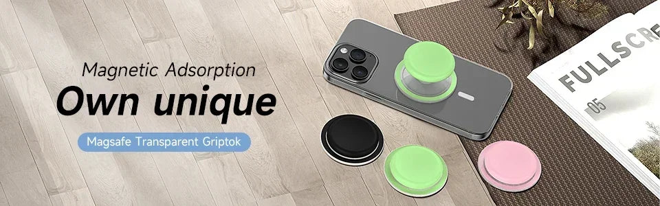 Trending Foldable Phone Grip Ring Magnetic Round Silicone Finger Holder with Kickstand for MagSafe & All Smartphones