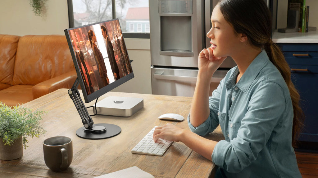 UPERFECT VESA Monitor Desk Mount Single Monitor Stands Freestanding Fits 12'' to 22'' Computer Screen with Height Adjustable