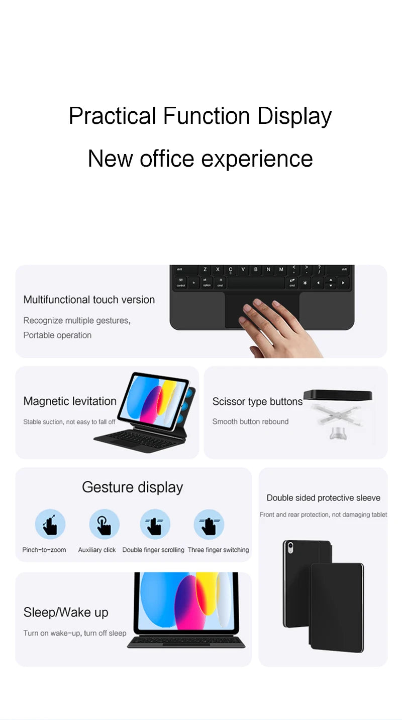 Magic Keyboard for iPad Air 6 7 8 11 13 Inch Case 2026 2025 iPad Pro 11" 13" Funda iPad A16 11th 10th Generation Pro 12.9 Cover