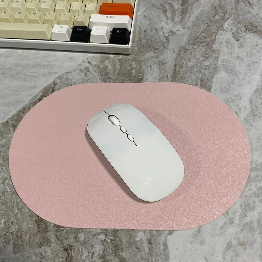 Oval small Mouse Pad Single-sided Solid Color Universal Non-slip Pad Mouse Pad Suitable for Laptop Office Leather Gaming Mouse P