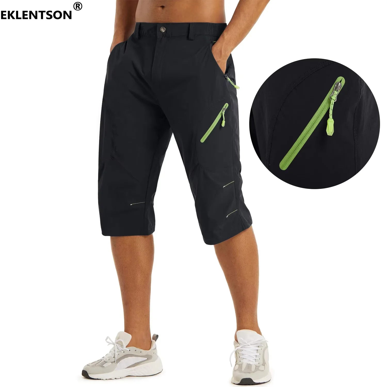 EKLENTSON Summer Men's Quick Dry Cargo Shorts with Zip Pocket for Outdoor Hiking Camping Mountaineer Shorts