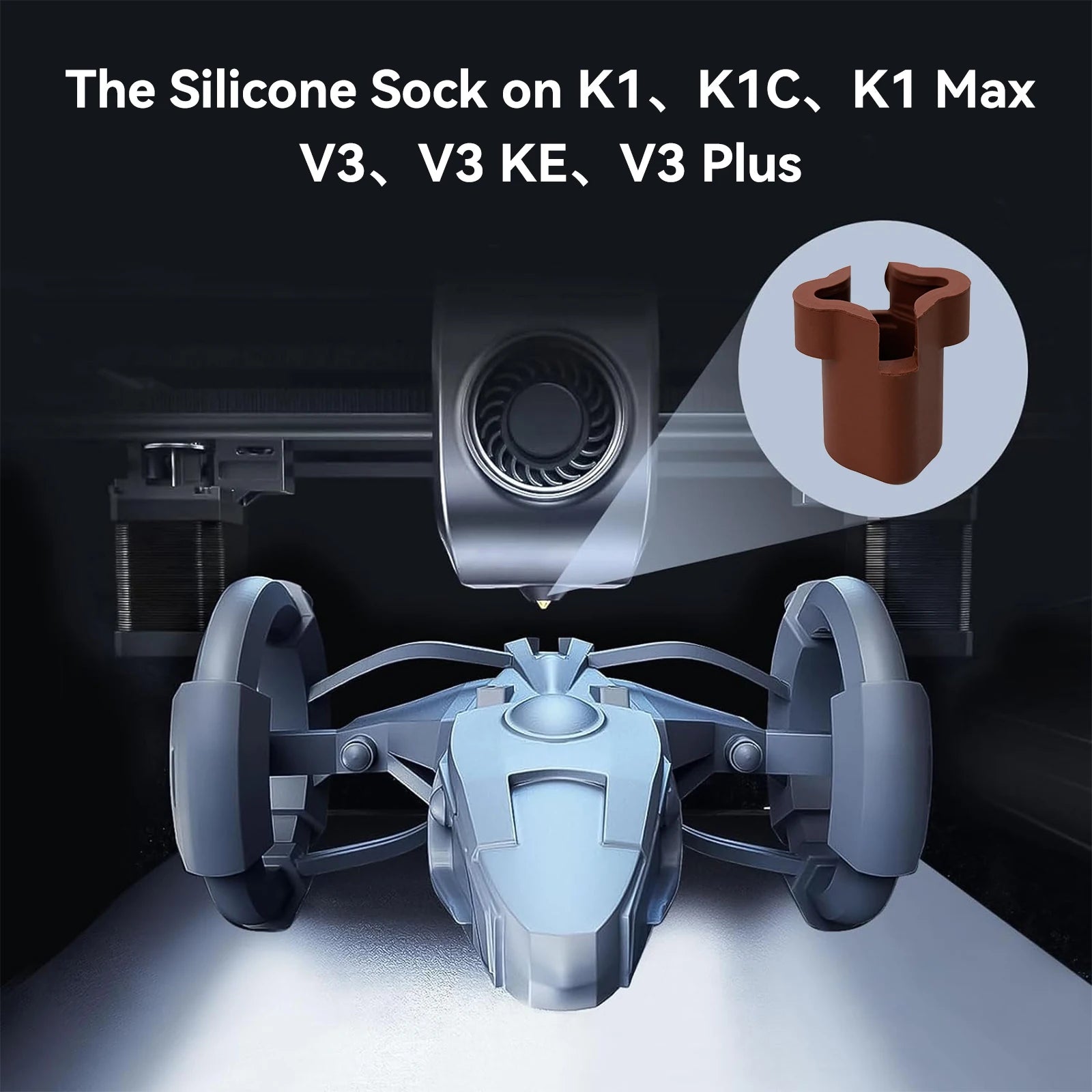 For Creality K1C /K1 Max/Ender 3 V3 Silicone Sleeve for Heat Insulation Case Ceramic Heat Cover Black Brown Silicone Sock