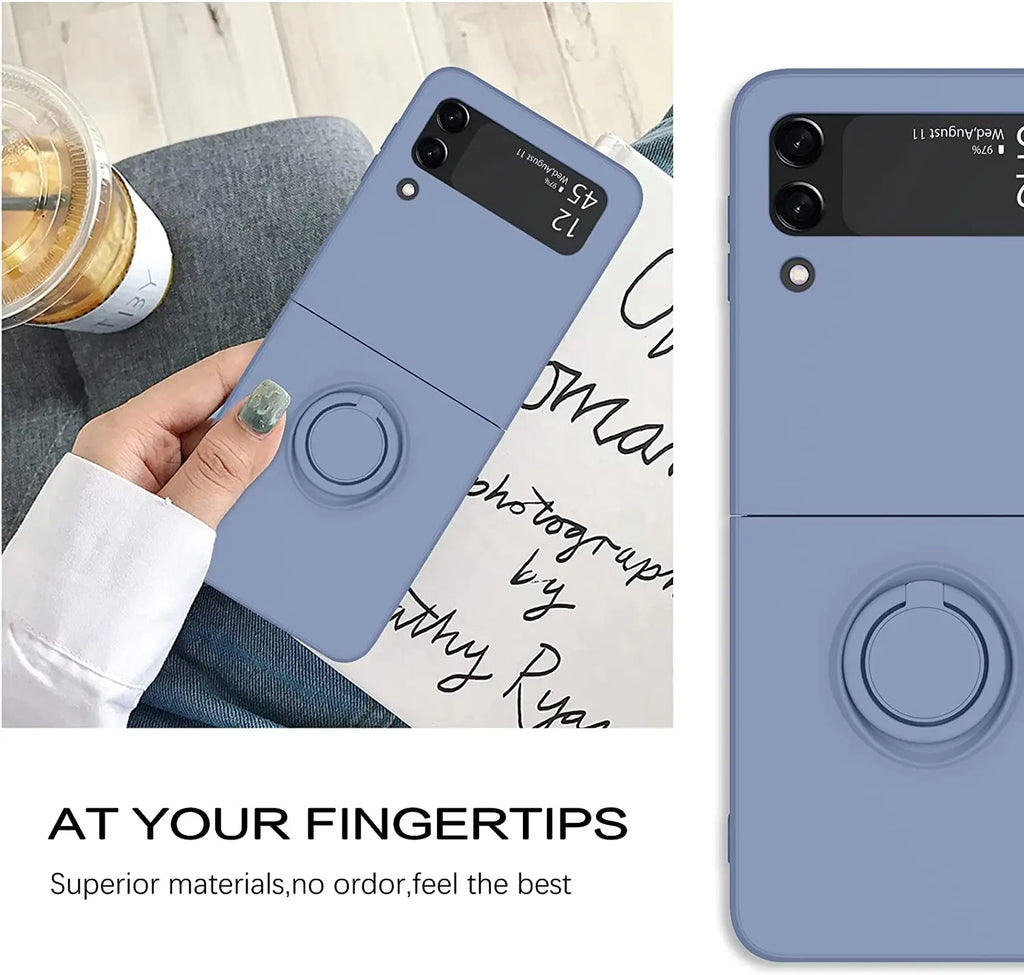 For Samsung Z Flip 5 6 Case Ring Holder Magnetic Liquid Silicone Cases for Samsung Galaxy Z Flip 3 5 6 ZFlip 4 ZFlip5 Soft Cover
