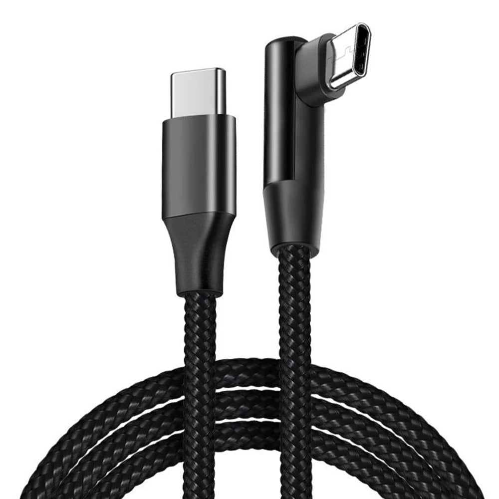 100W 90 Degrees Type C to USB C Cable for iPhone 15 Pro max plus ipad Pro Fast Charging PD QC 4.0 3.2 USB-C Type C Gaming Cable