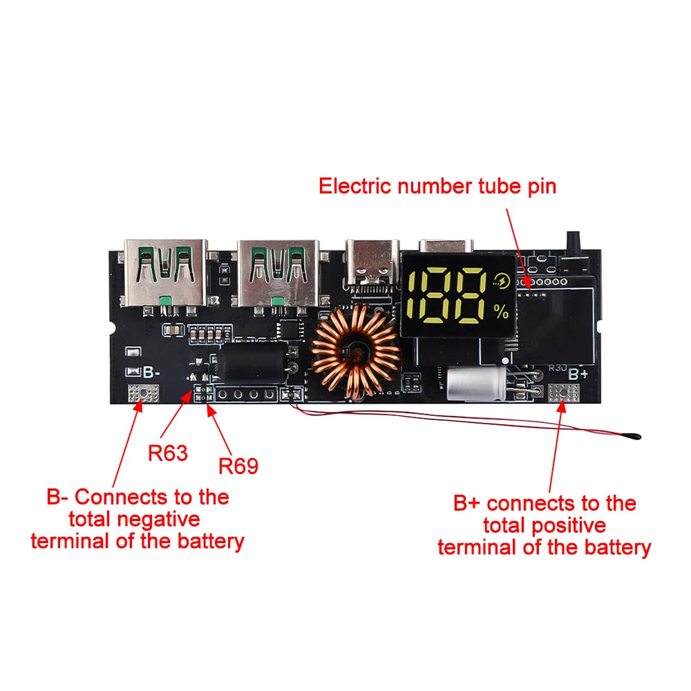 18650 Battery Charger Protection Module Power Bank PCB Module Board Dual USB Fast Charging with BMS Protection