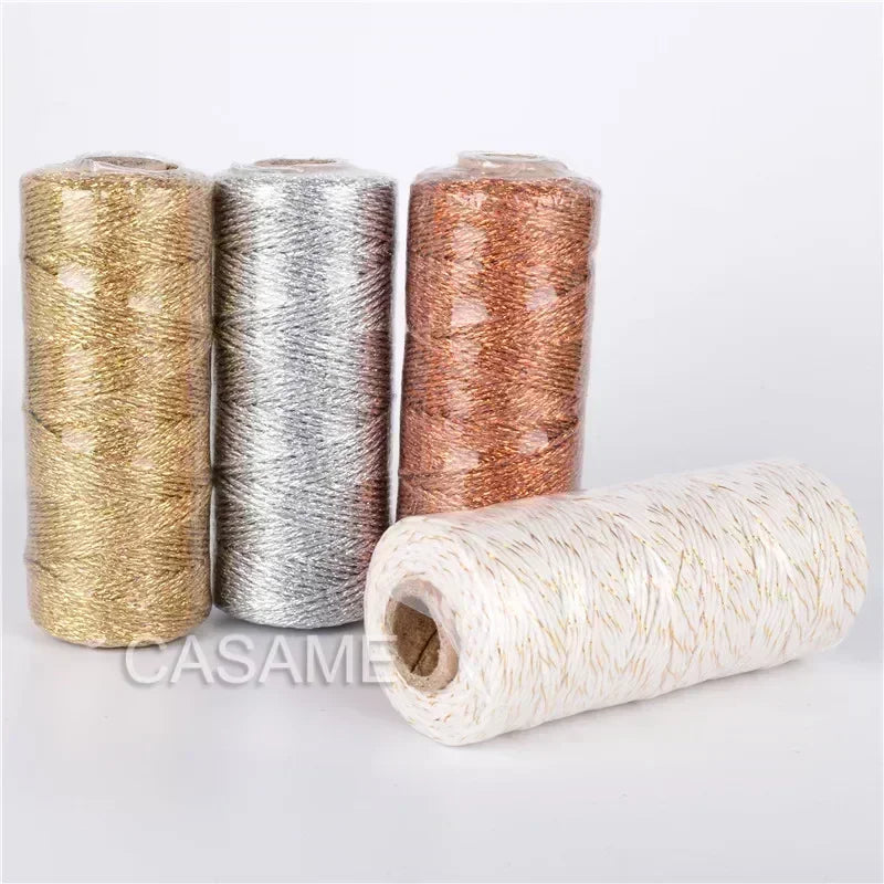 1.5mm 100M Gold Silver Macrame Cord Rope String for Sewing DIY Rope 100M Macrame Rope String for Sewing and Crafts Thread Twine
