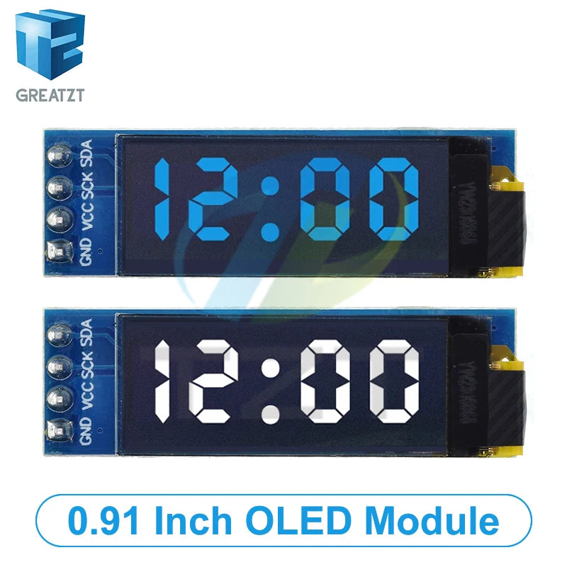 GREATZT 0.91 Inch OLED Module 0.91" White Blue 128X32 LCD LED Display 0.91" IIC Communicate for Arduino