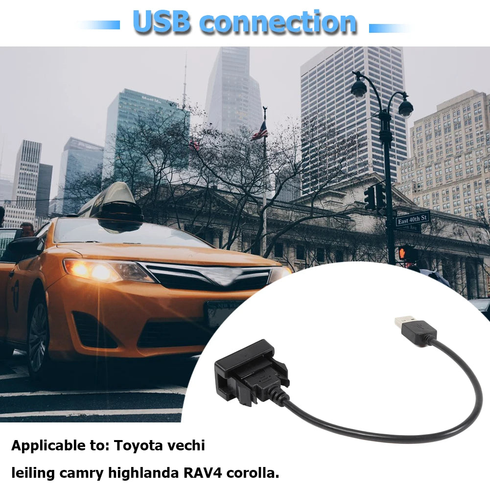 Car Dashboard Flush Mount USB 2.0 Port Panel Male to Female Plastic Extension Cable Adapter for Toyota Hilux Vigo Fortuner 04-12