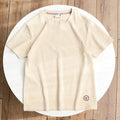 Summer New American Retro Waffle Microchapter T-shirt Men's Fashion Simple Washed Short Sleeve O-neck Casual Loose Youth Tops