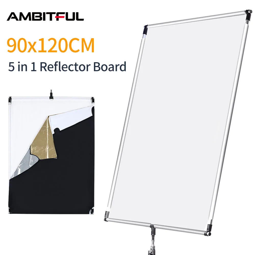 60 x 90cm 90 x 120cm Sun Scrim Large 5in1 Black Silver Gold White Diffuser Reflector Aluminum Alloy Frame for Flash Photography