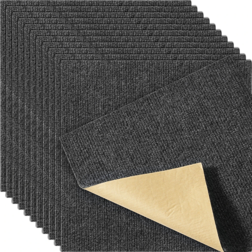 SucceBuy Carpet Tiles Peel & Stick Self Adhesive Carpet Floor Soft Padded Carpet Tiles for Bedroom Living Room Indoor Outdoor