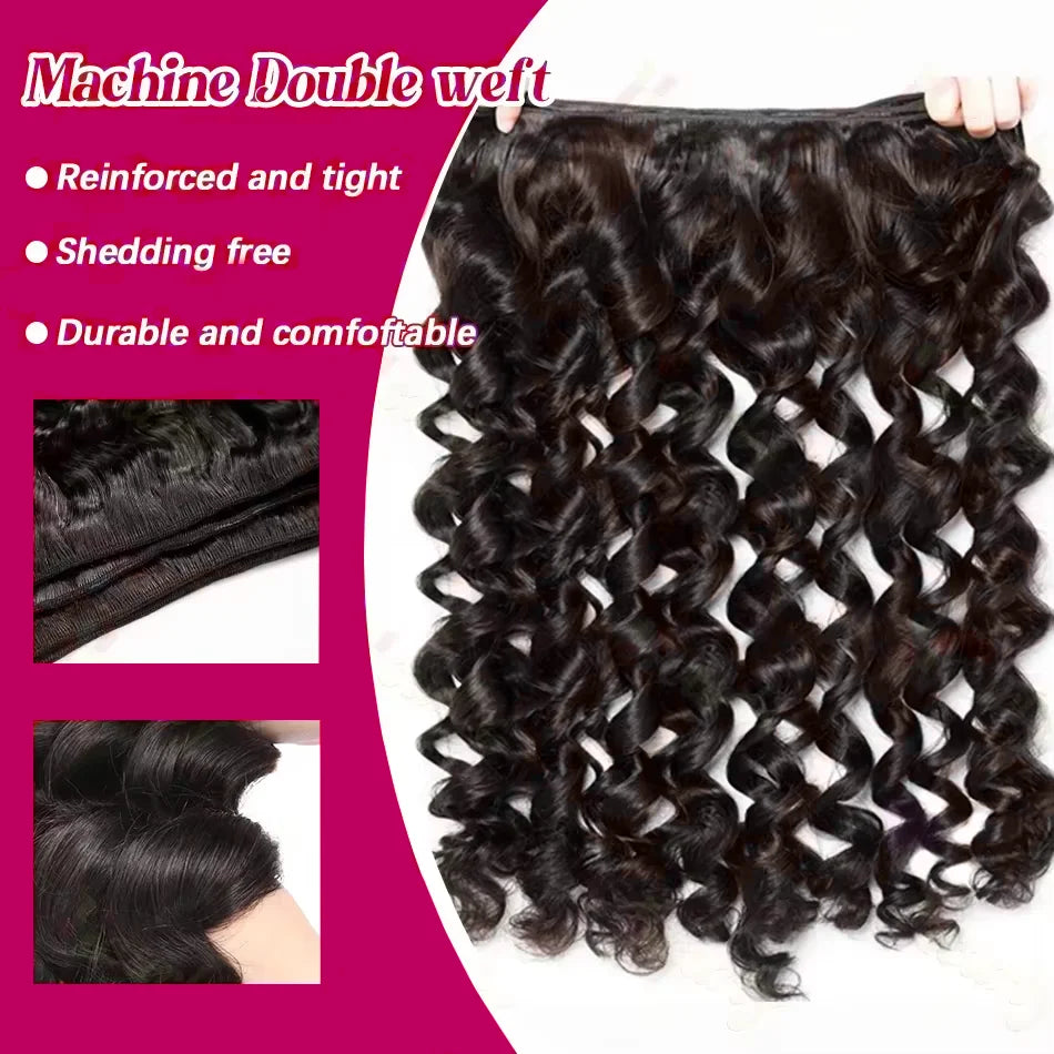 28 38 Inch 18A Loose Wave Bundles Human Hair Bundles Raw Virgin Unprocessed Extensions Loose Deep Wave Bundles Double Weft Braid