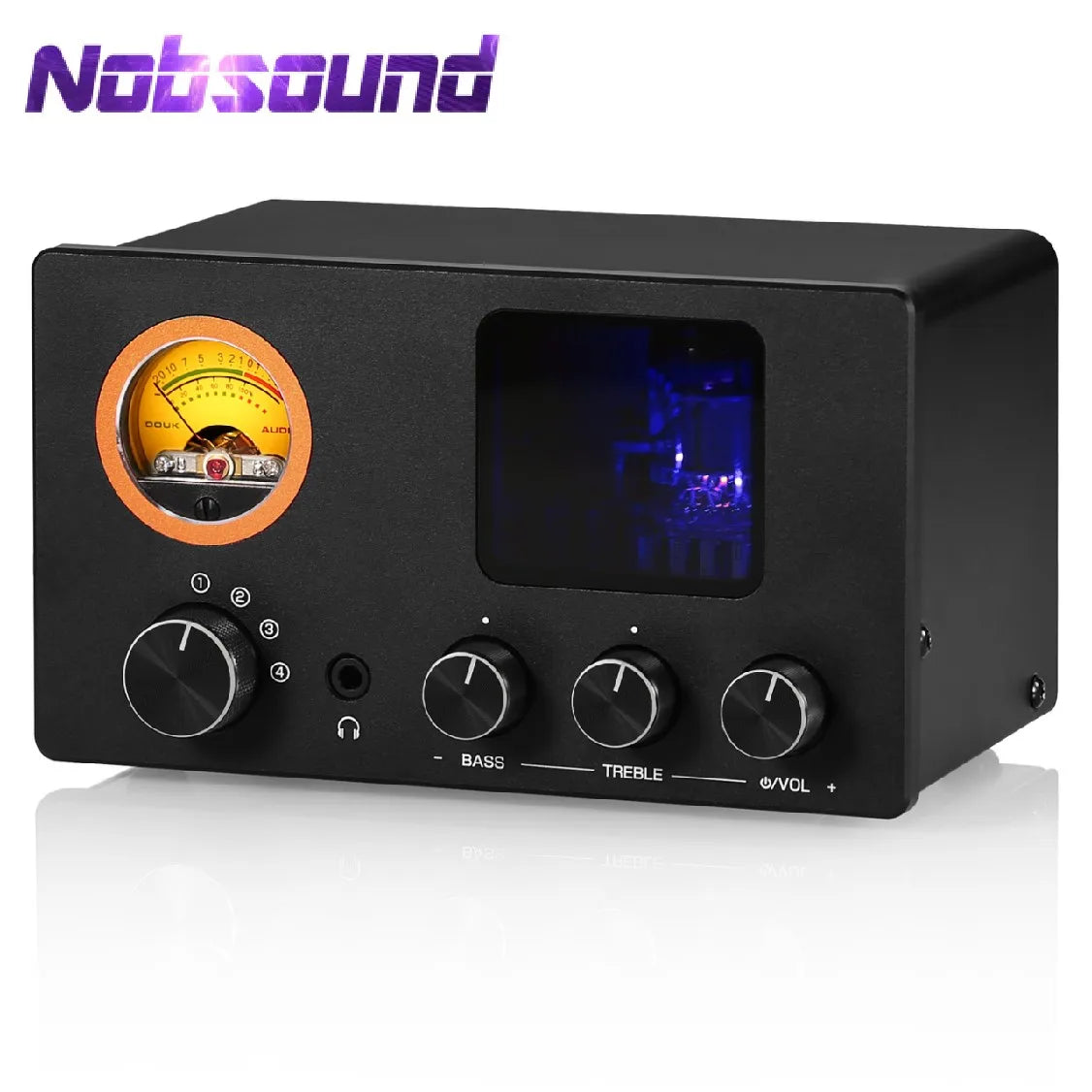 Nobsound TUBE-T5C 4-Way Audio Selector Splitter Mini Stereo Tube Preamp Headphone Amplifier with VU Meter