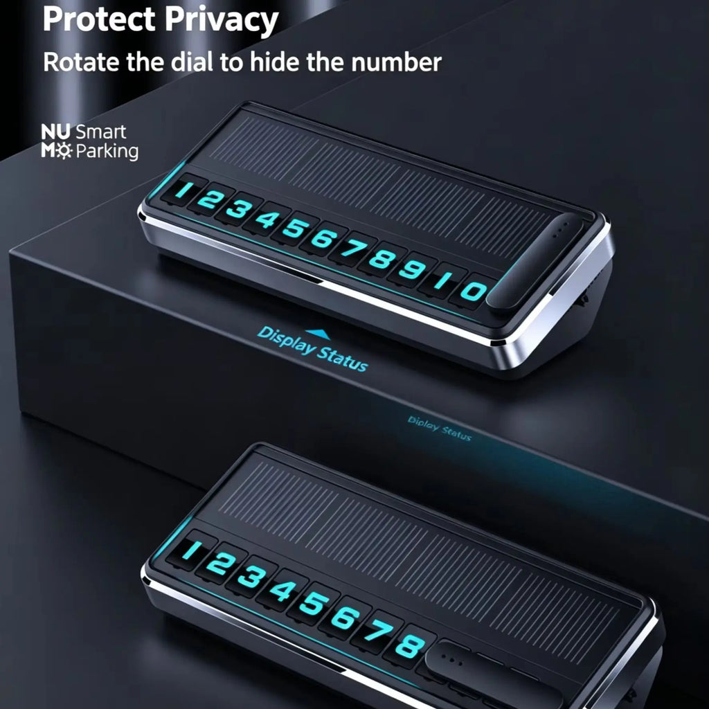 Solar Powered LED Temporary Parking Card, Multi-Number Hidden Plate, Car Parking Stop Gadget