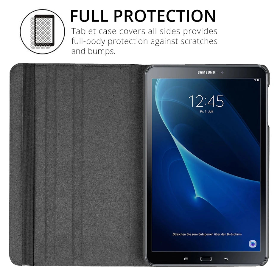 360 Rotating Stand Tablet Cover for Samsung Galaxy Tab A6 A 10.1 T580 T510 A8 10.5 X200 T590 E T560 S6 Lite P610 A7 T500 Case
