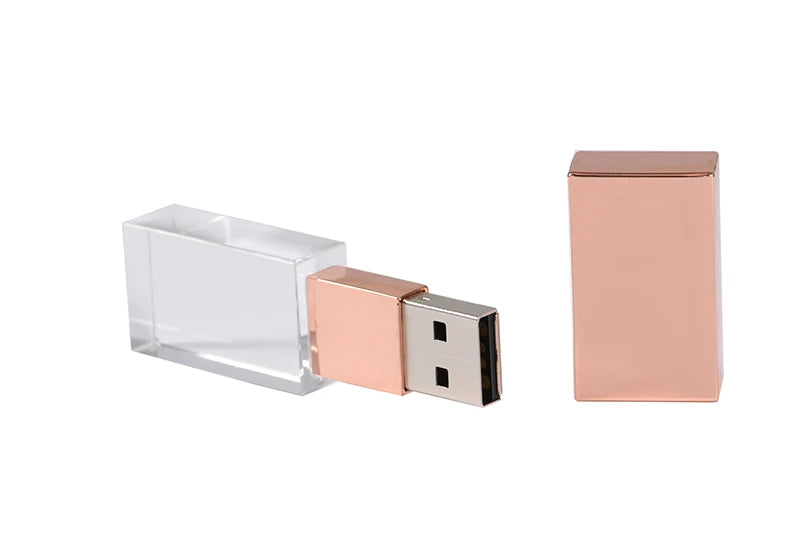 JASTER Creative Pen Drive Crystal 128GB Gold 64GB Rose USB Flash Drive 32GB Wedding Photography Exquisite Transparent Gift Box