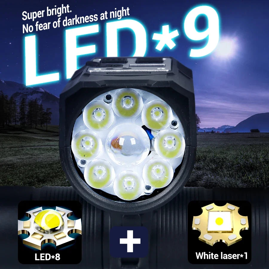 Bicycle Headlight 9 LED Bike Front Light Type-C Rechargeable Bike Lamp Ultralight Handlebar Lights Waterproof Cycling Flashlight