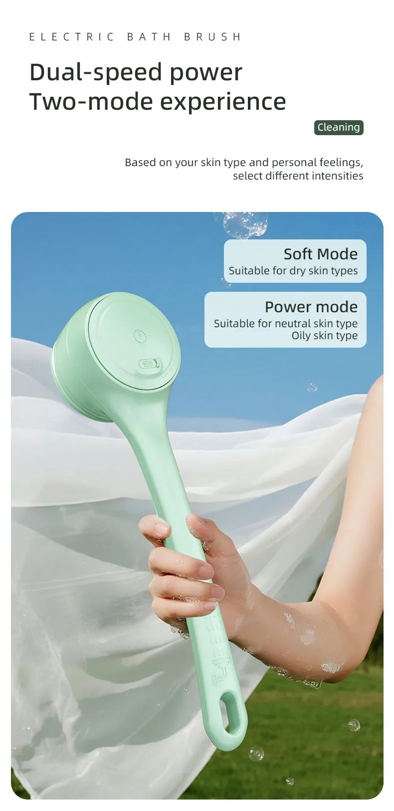 Electric Bath Brushes Body Scrubber  Scrubber Brushes Back Long Handle Back Brushes