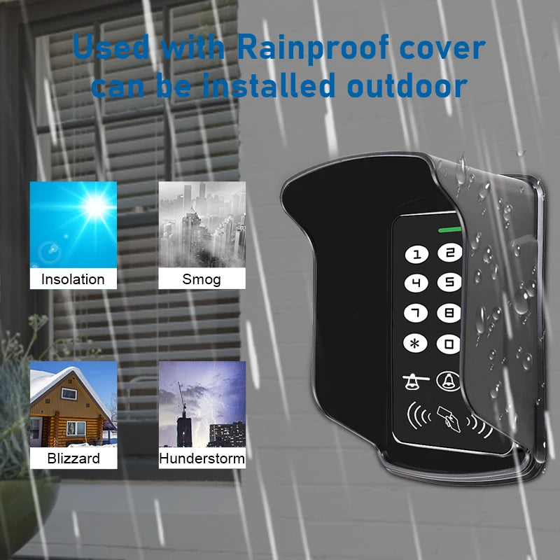 Access Control Reader 125KHz RFID Keypad Rainproof Cover keys Reader Door Entry Access Control System Electric Lock Opener