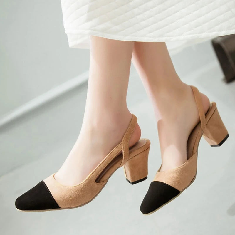 SIMLOVEYO Big size 33-46 Sandal women High heels summer Shoes Pointed toe Slip on Black Beige sandalias S1152