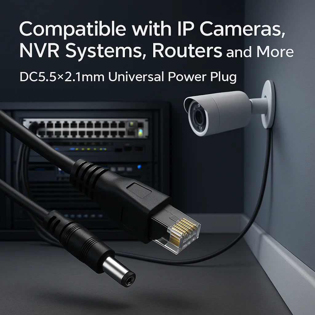 Winter-Ready 8+2 CCTV Extension Cable | DC5.5×2.1 + RJ45 One-Cable Power & Network | High-Flex PVC for IP Cameras 5–20m