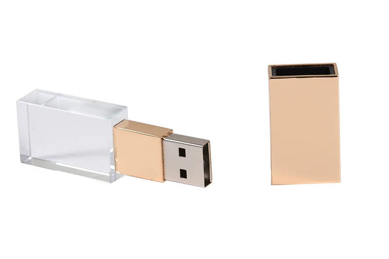 JASTER Creative Pen Drive Crystal 128GB Gold 64GB Rose USB Flash Drive 32GB Wedding Photography Exquisite Transparent Gift Box