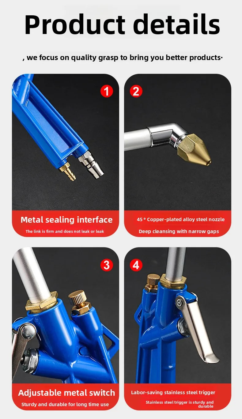 2024 Multi-Functional Water and Air Dual-Use Dust Blower Gun for Cars, Small Handheld Metal Pneumatic Cleaning Tool