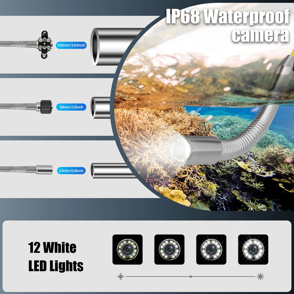Endoscope Camera 7" DVR 1080P Waterproof Sewer Pipe Inspection Camera 17MM/23MM Endoscope Camera With 2650MA Battery 16GB Card