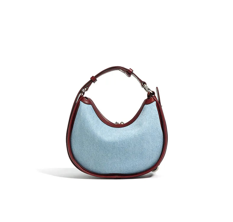 2024 New Women Bag Lady Fashion Half Moon Underarm Shoulder Bag Messenger Female Summer Soft Lightweight Denim Fabric Handbag