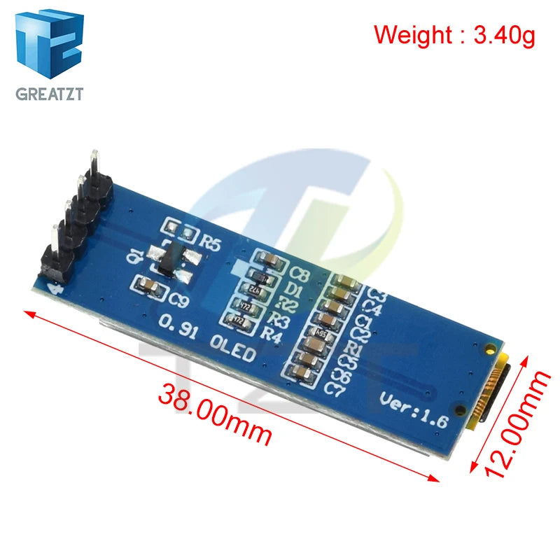 GREATZT 0.91 Inch OLED Module 0.91" White Blue 128X32 LCD LED Display 0.91" IIC Communicate for Arduino