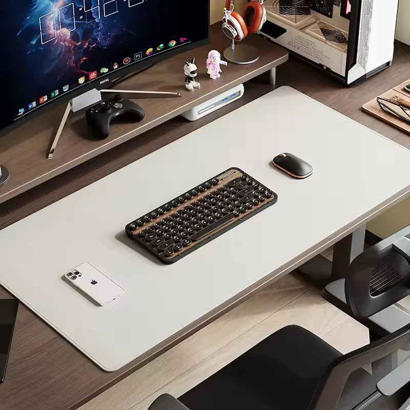 Leather Desk Pad Protector, Large Desktop Mat, Office Desk Mat, Non-Slip PU Leather with Stitched Edges Desk Blotter, Mouse Pads