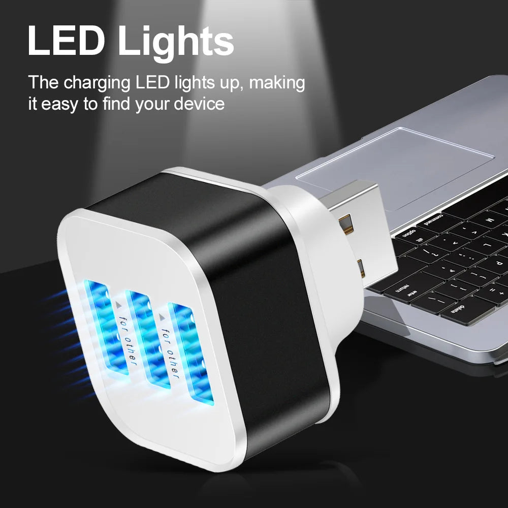 3 Port USB Slots Adaptor USB 3 in 1 2.0 Multple USB Interface Extender Auto Electronics Accessories