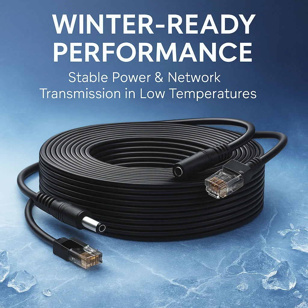 Winter-Ready 8+2 CCTV Extension Cable | DC5.5×2.1 + RJ45 One-Cable Power & Network | High-Flex PVC for IP Cameras 5–20m