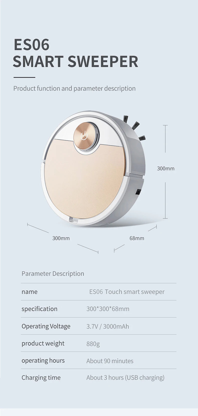 New ES06 Robot Vacuum Cleaner APP Wireless Cleaning Machine Smart Remote Control  Sweeping Floor For Home Vacuum Cleaner