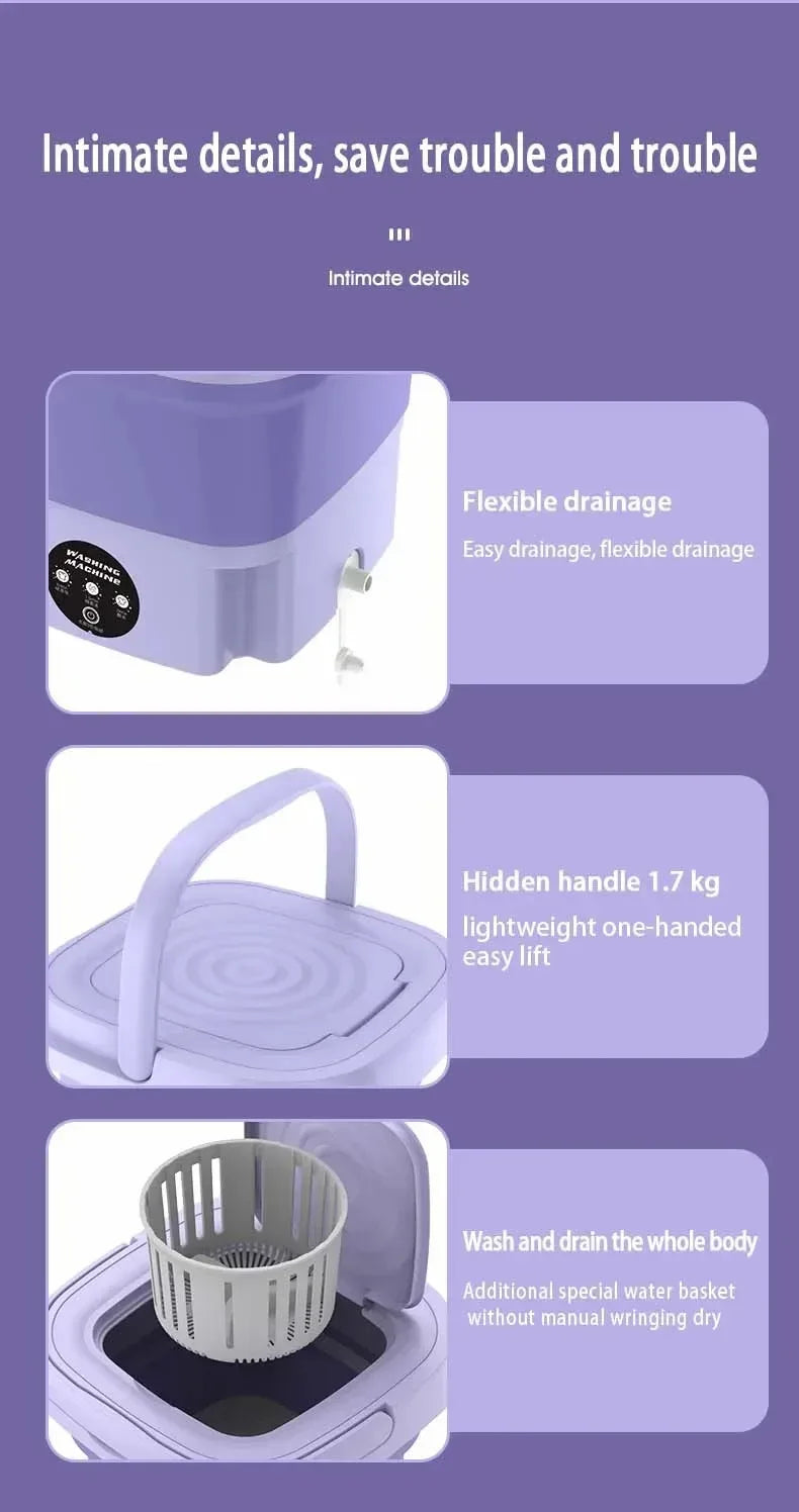 Folding washing machine, mini home clothes, socks, underwear cleaning, washing machine, travel washing machine