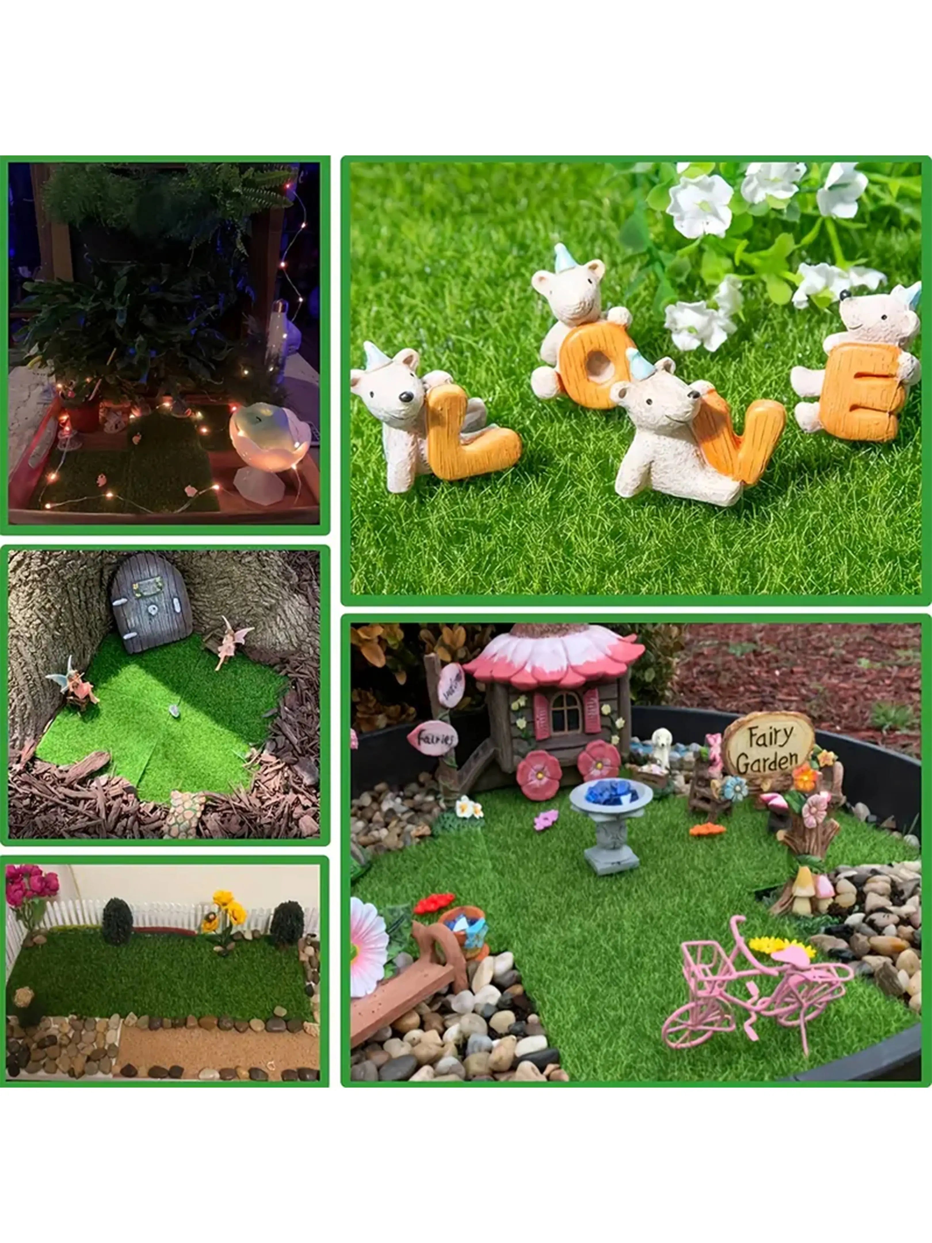 3 pieces of fairy garden grass, toy house decoration micro artificial craft grass, DIY decoration, mini model design accessories