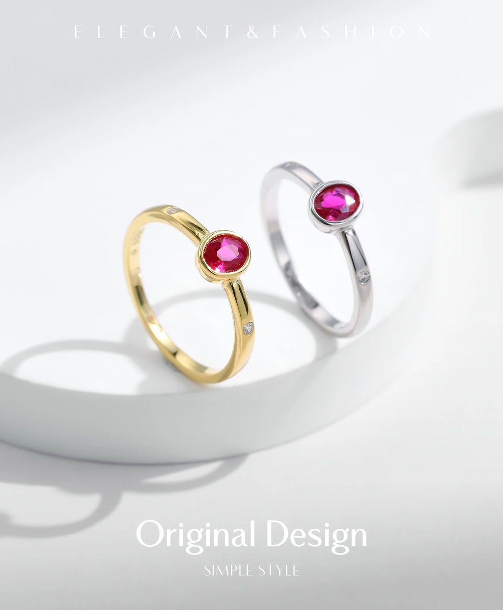 MODIAN 925 Sterling Silver Elegant Red Cubic Zirconia Ring For Women Summer Basic Rings Party Vacation Fine Jewelry