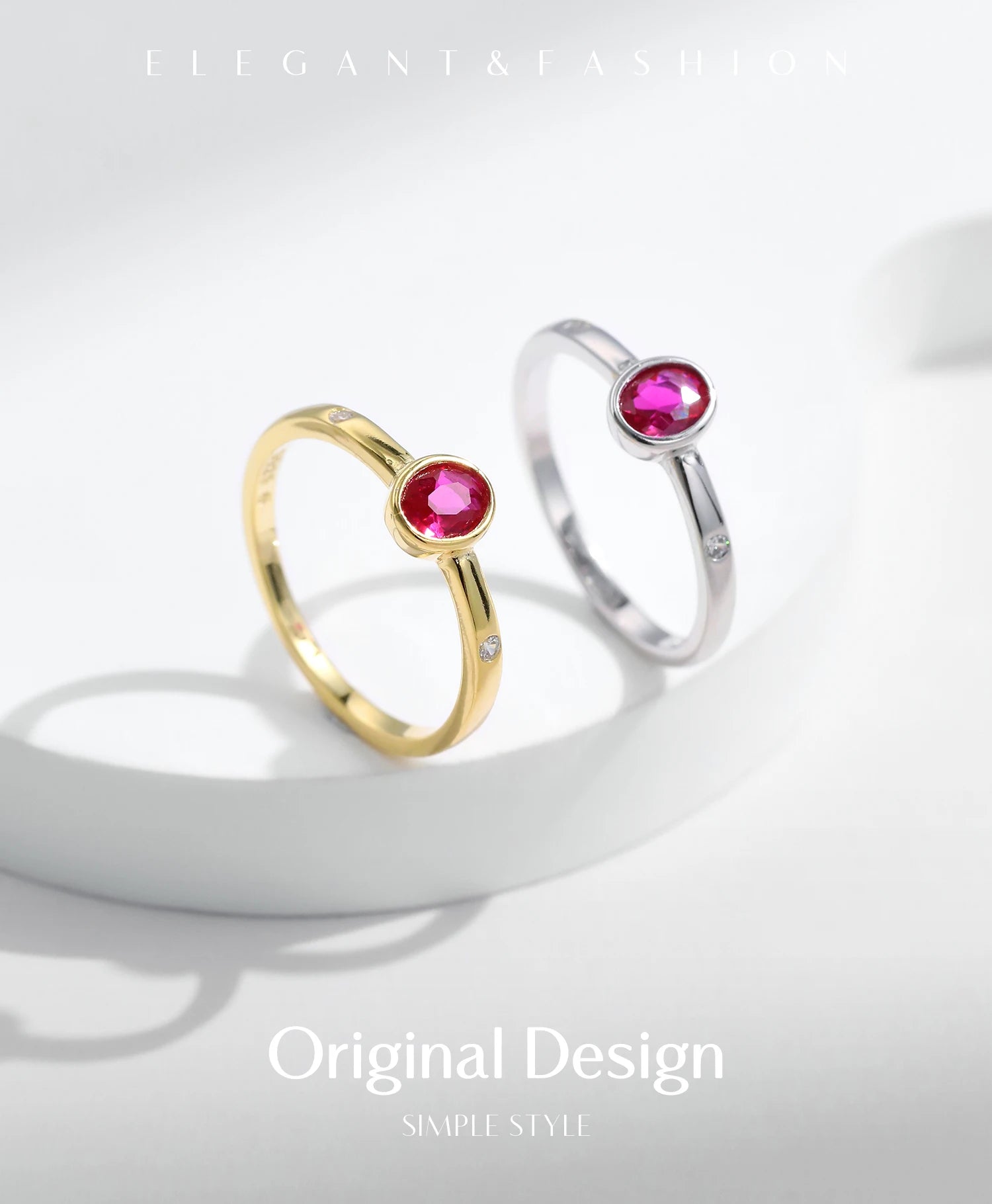MODIAN 925 Sterling Silver Elegant Red Cubic Zirconia Ring For Women Summer Basic Rings Party Vacation Fine Jewelry