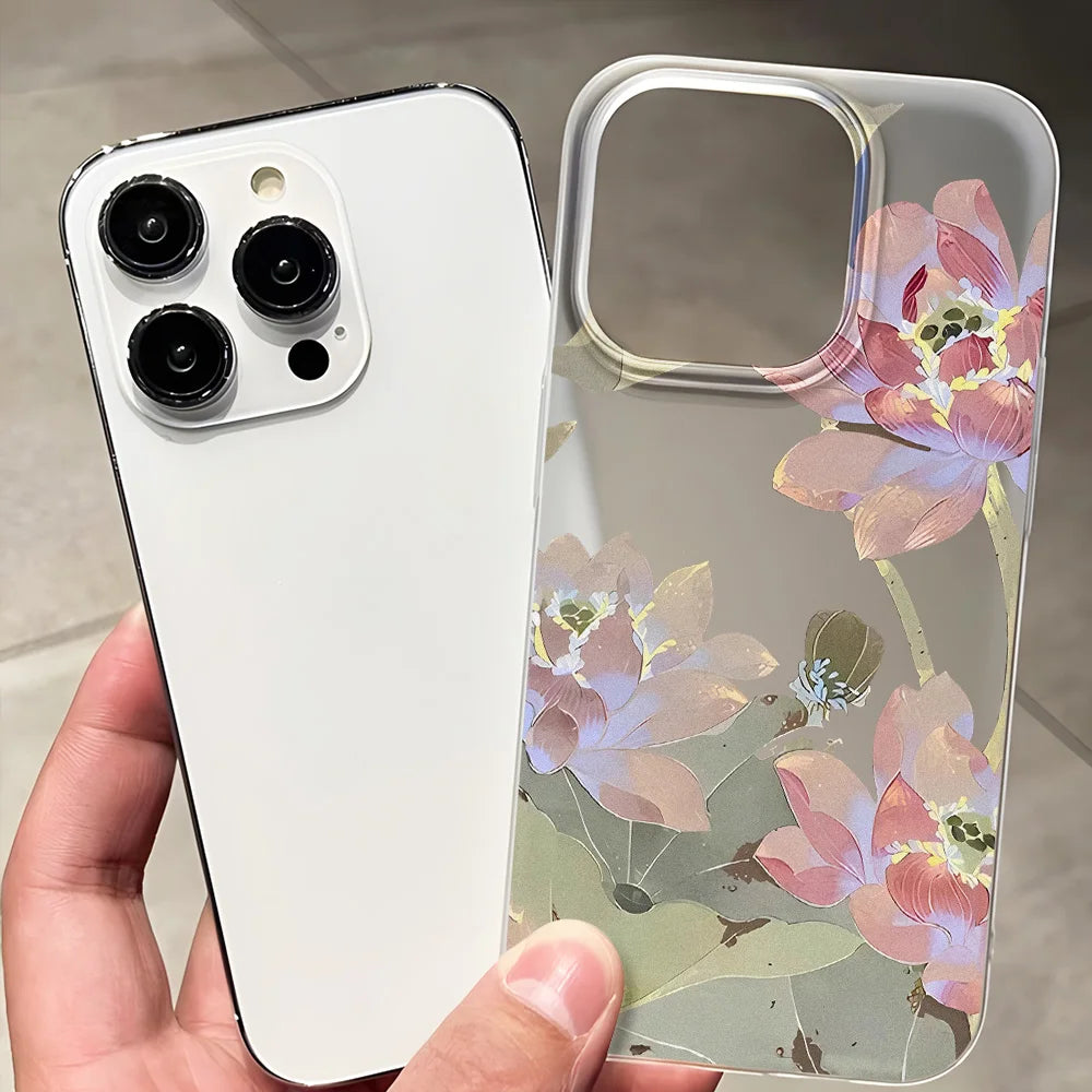 Flowers Phone Case For iPhone 16 Pro Case iPhone 13 11 12 14 15 Pro Max 13 Mini 15 Plus Translucent Slim Silky Skin Back Cover