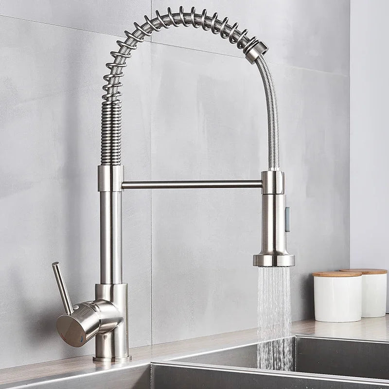 Nekjcag Matte Black Kitchen Sink Faucet 360 Degree Rotation Spring Hot and Cold Water MixerTap Deck Mounted Kitchen Crane