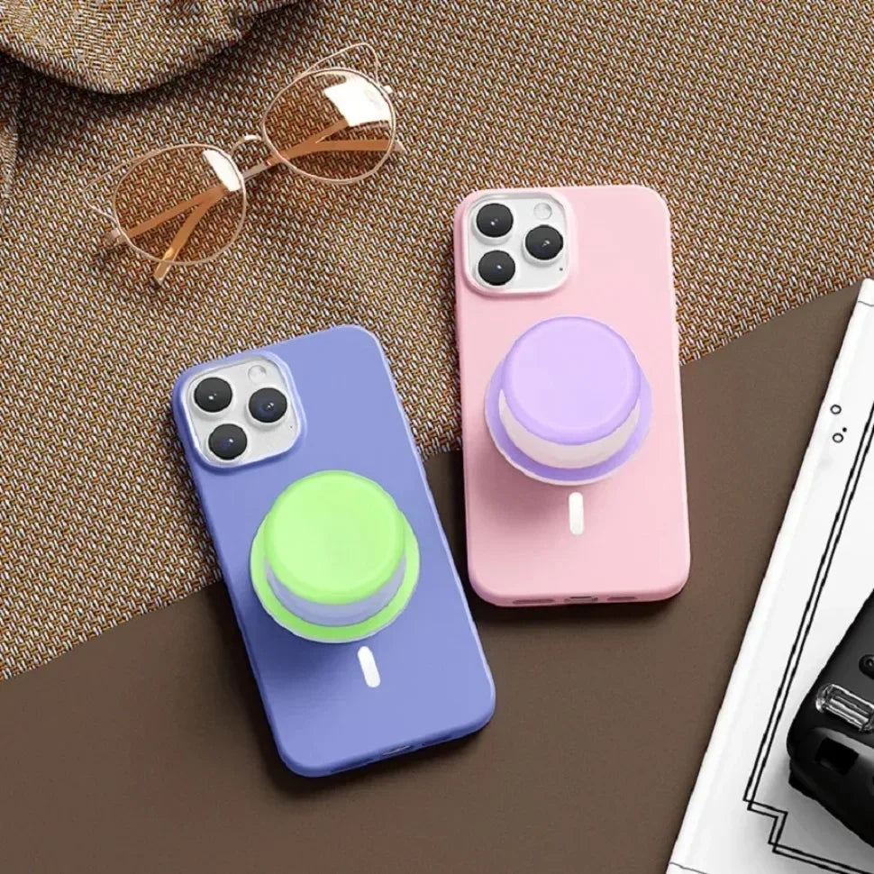 Trending Foldable Phone Grip Ring Magnetic Round Silicone Finger Holder with Kickstand for MagSafe & All Smartphones